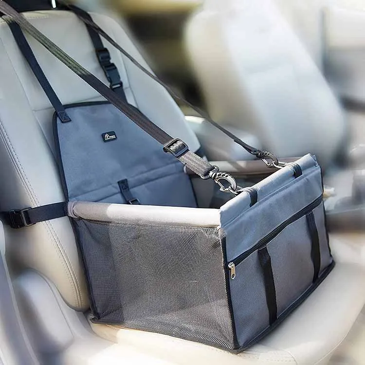 Dog Car Seat Upgrade Deluxe Portable Pet Cover With Clip-On Safety Leash