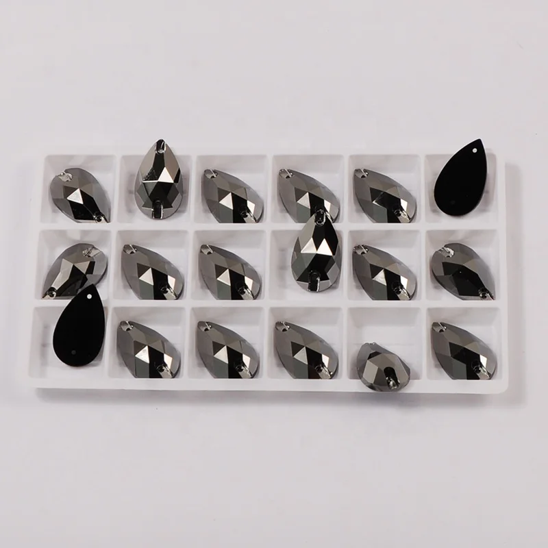 3230 All Sizes Jet Hematite Drop High Quality Strass Flatback Sew On Glass Stones For Clothes Decoration