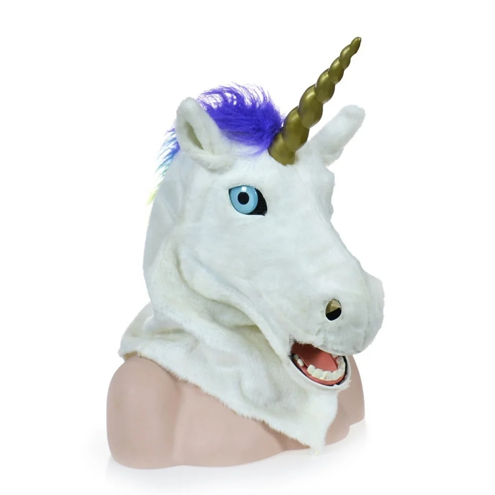 Tgirl Unicorn Moving Mouth Mask Head Mask Realistic Animal Halloween Mask for Halloween Cosplay Costume Party