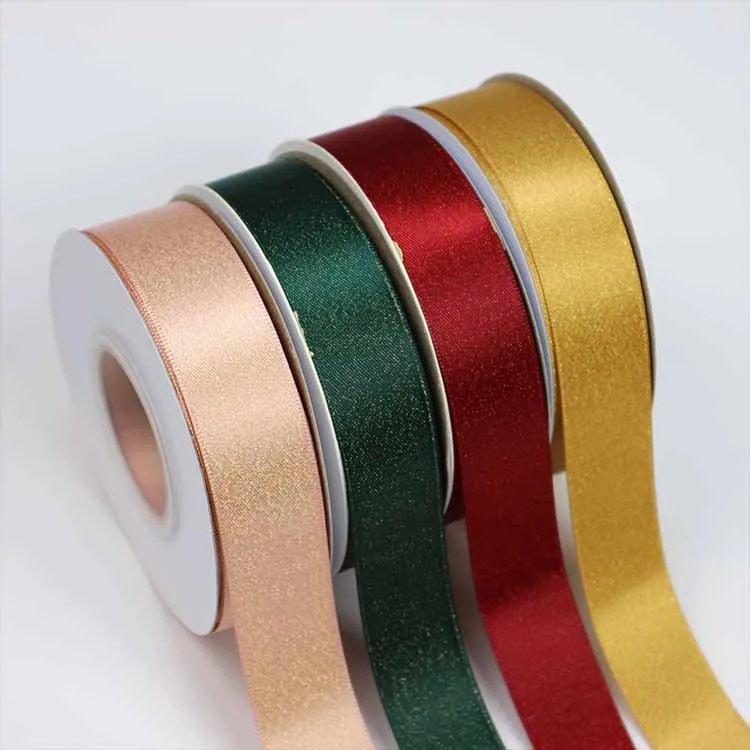 Linji high quality custom 3-38mm pink glitter gift ribbon for gift wrap