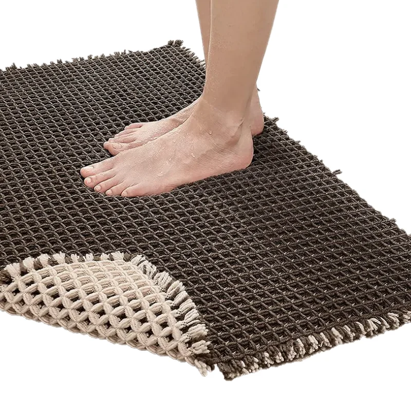 Anti-slip Water Ultra Soft Breathable Easy Clean Home Doormat For Bathroom Tub Weave Bath Carpet Non Slip Shower Bath Mat