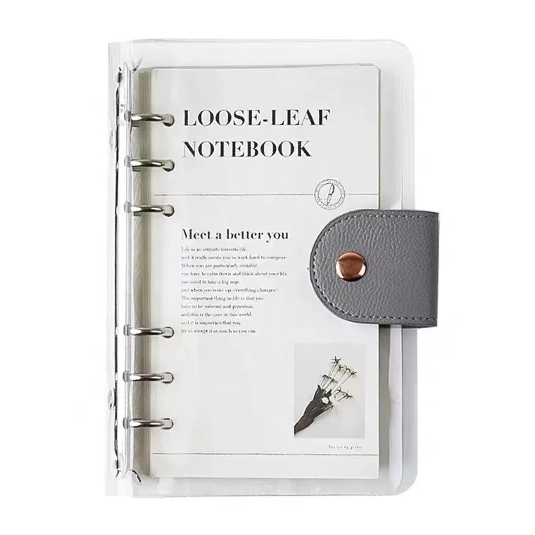 Custom Refill  Loose Leaf 9 ring Binder Notebook Personal Planner Cover With Magnetic Buckle Closure For Black Paper Notebook