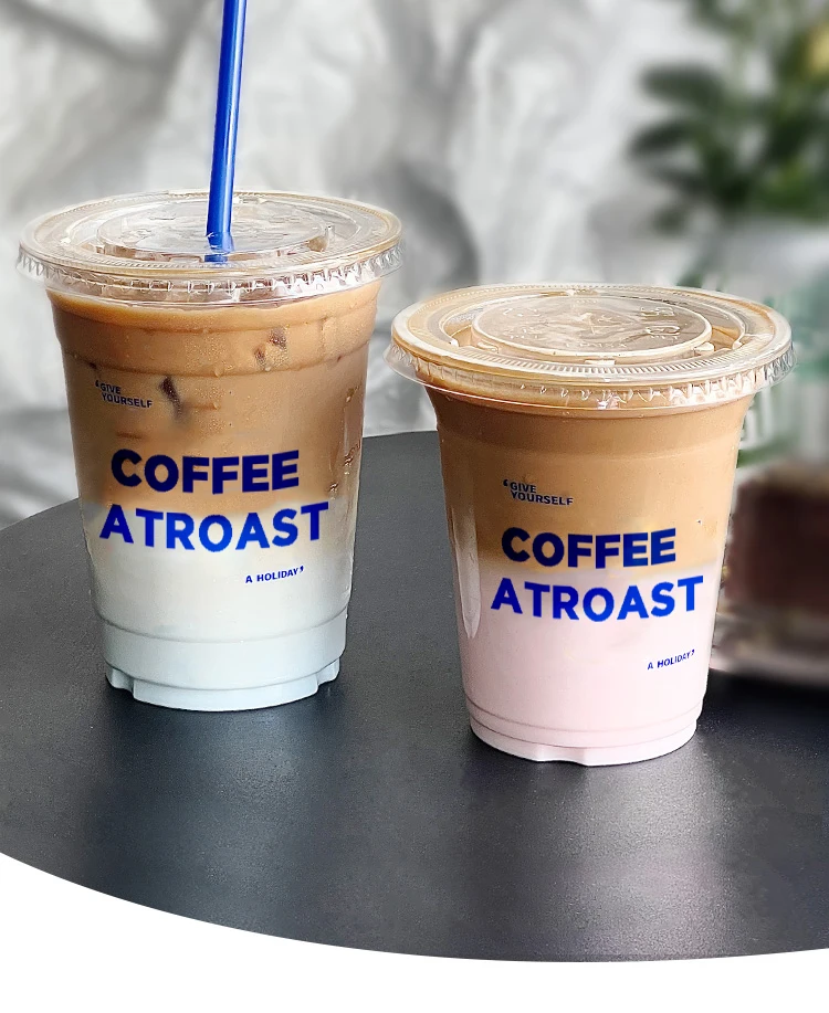 At Pack Wholesale Custom Logo 8oz 12oz 16oz 20oz 24oz 32oz PET Clear Coffee Takeaway Plastic Cold Cups With Lids And Straw