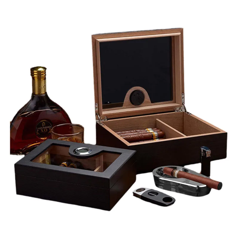 Desktop Desktop Cigar Humidor with Travel Case and Accessories for Packaging and Maintaining Cigars Includes Humidifier