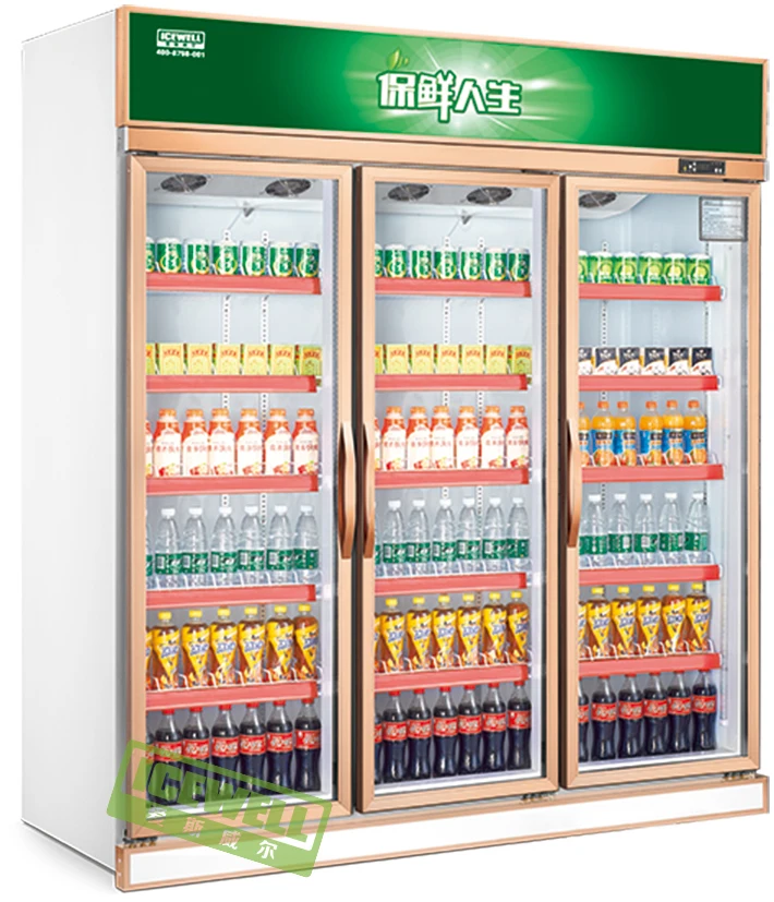Commercial Beverage Refrigeration Equipment Ice Cream Deep Display Fridge Freezer With Glass Door