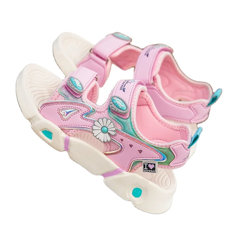 Girls sandals casual princess sports peep-toe beach shoes 2021 summer girls shoes Velcro soft soled children sandals