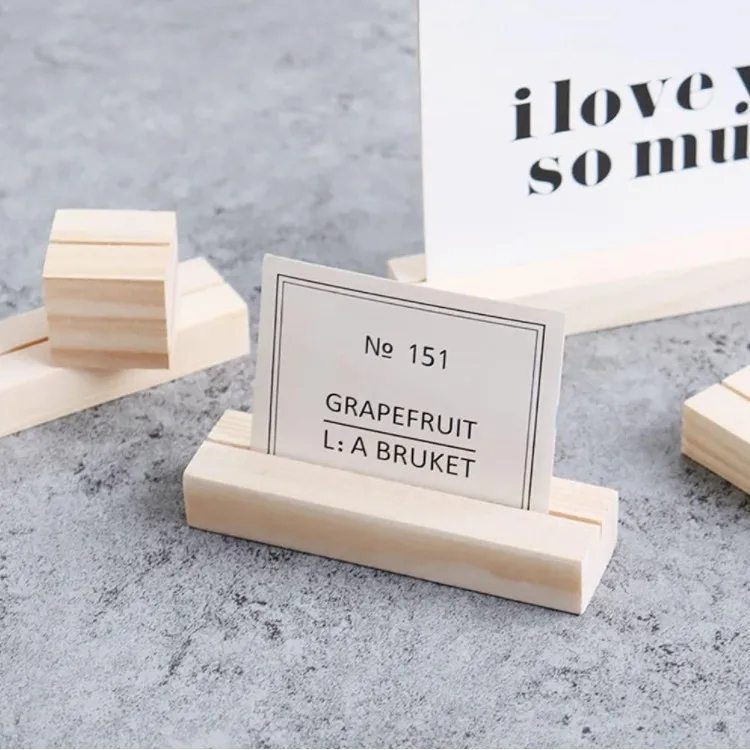 Wood Sign Holder Place Card Holder Picture Table Display Stand Small Wooden Base Table Number Holders