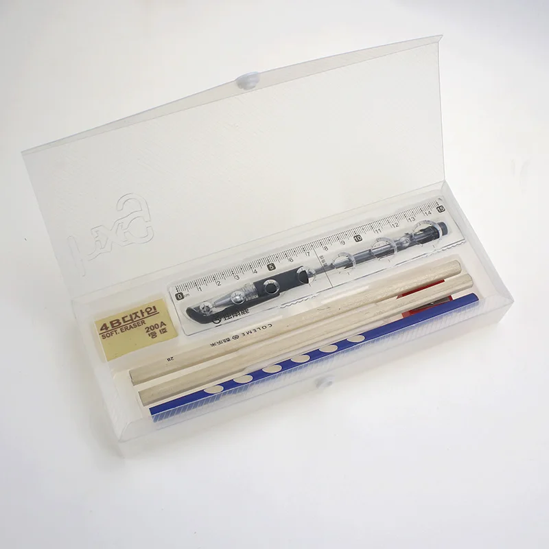 Promotional gift pencil box eraser ruler Pencil sharpener pen box case set for school students custom logo