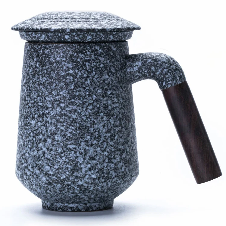 16oz custom porcelain milk cup Creative tea coffee wooden ceramic mug with bamboo lid and sleeve sale ceramic mug