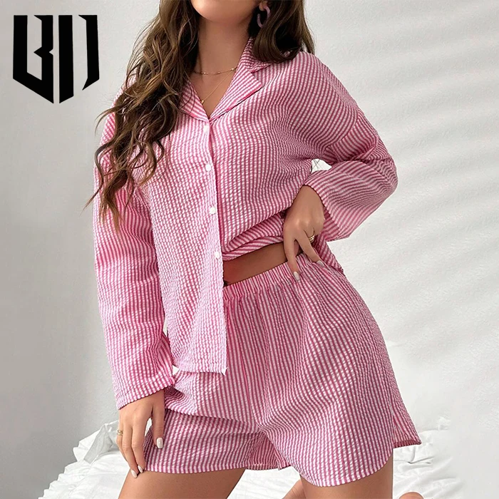 Factory Custom Ladies Cozy Sleepwear Nightwear Women Pajamas Set 2 Piece Set Women Pajamas Womens Pyjamas