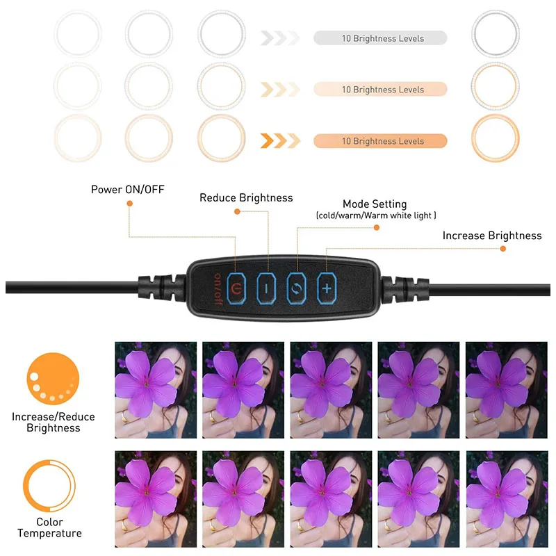 10 дюймов 3 светодиодные сотовый телефон Selfie Ring light прямые трансляции устройство заполнить кольцо