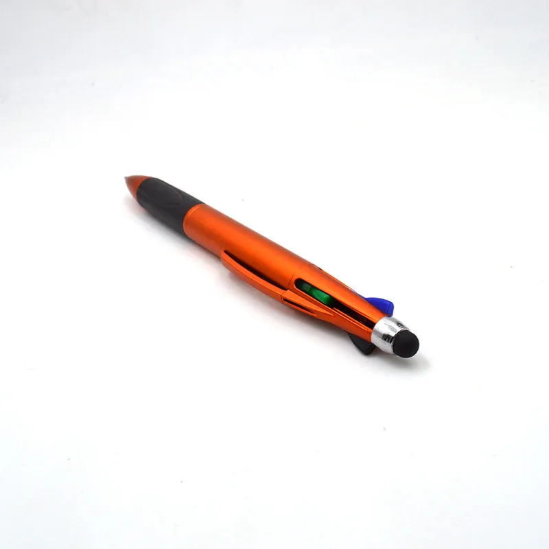 High quality mat metallic promotion 3 in 1 green red blue black refill inks stylus ball pen with custom logo