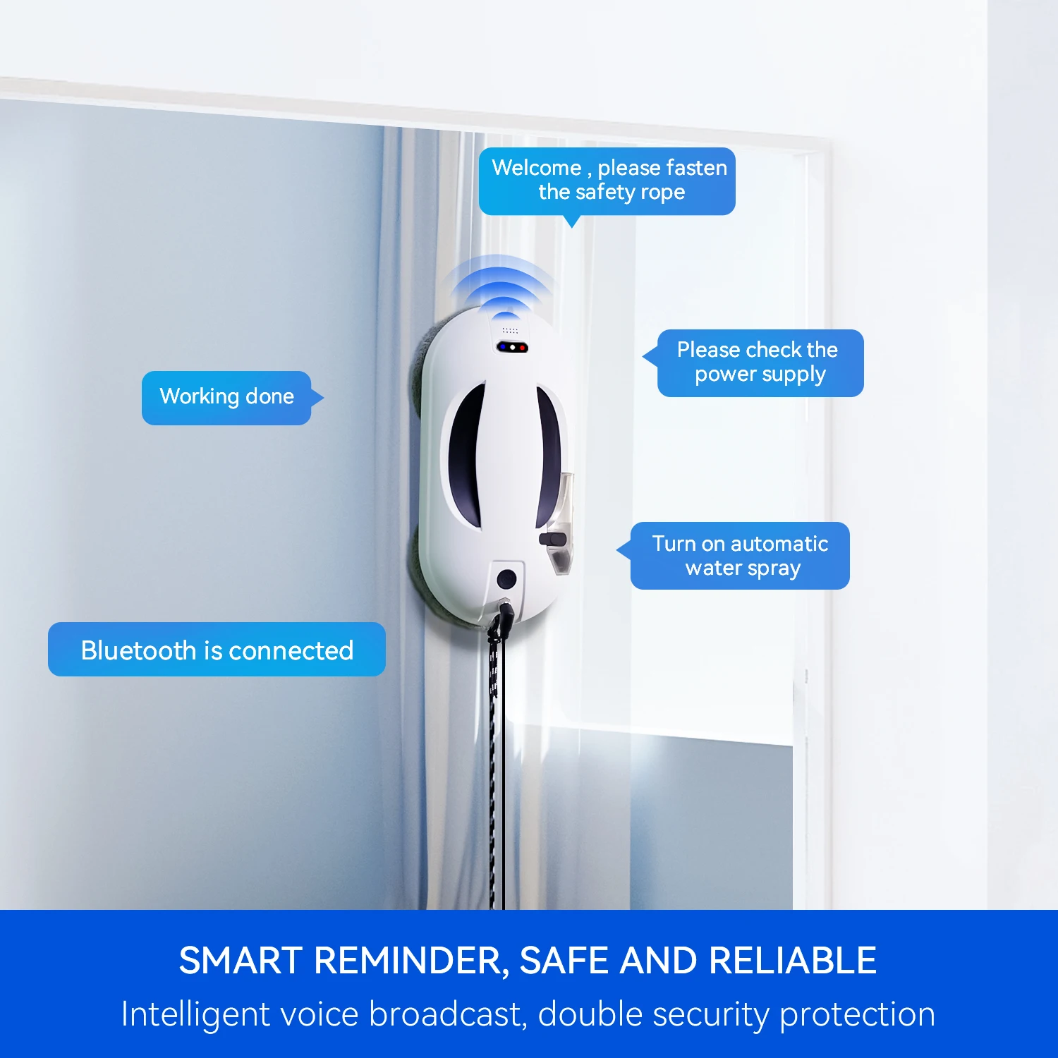 Mobile App Control ultra Thin Window Cleaner Robot Vacuum Cleaning Wall Glass With Auto Spray Water