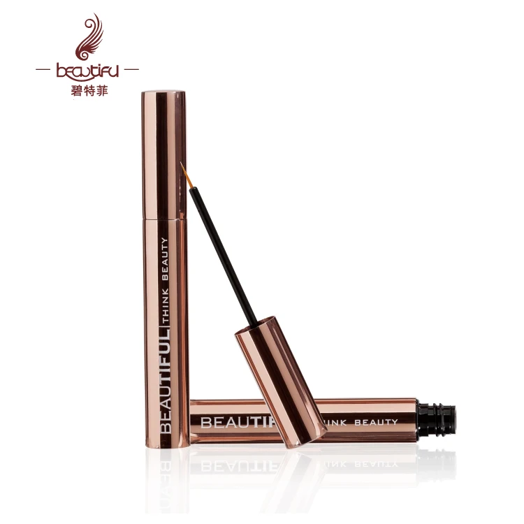 Shiny rose gold aluminum eyelash serum bottle , luxury metal tube for 3ml 4ml lash serum , empty lash growth container