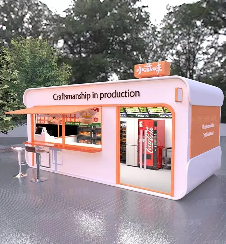Outdoor Mobile Vending Kiosks Steel Material Famous Snack Stalls Commercial Streets Scenic Spots Internet Coffee Milk Tea Shops