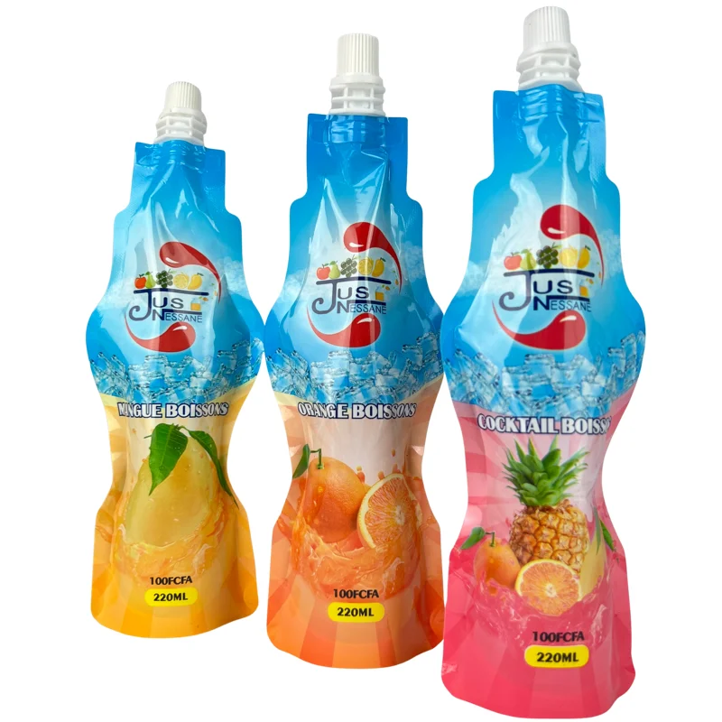 Plastic Spout orange juice packaging stand up spout pouch with custom logo