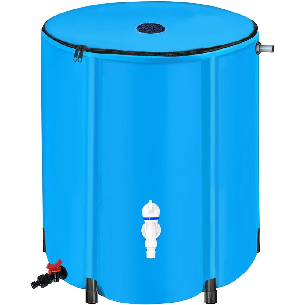 100 Gallon Portable Water Storage Container Rain  Barrel with Filter Spigot Overflow Kit