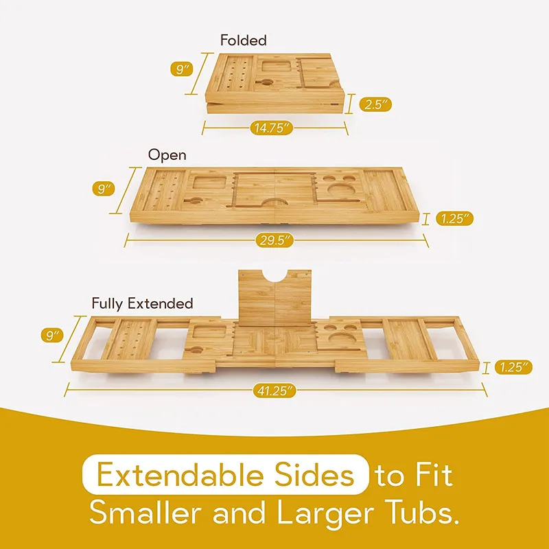 good price wholesale bath tray bamboo caddy tray shower caddy black wood luxury bathtub caddy bamboo bath tub tray