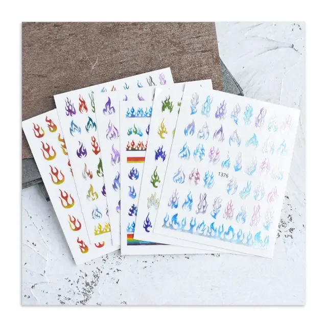 3d Butterfly Flame Nail Sticker Decals Different Color Nail Butterfly Flame Decals Colorful Nail Material