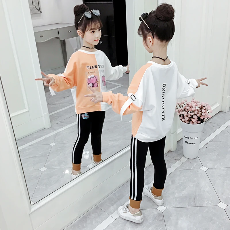 
Wholesale girls cotton fabric autumn children cartoon print long-sleeved T-shirt girls casual shirt 