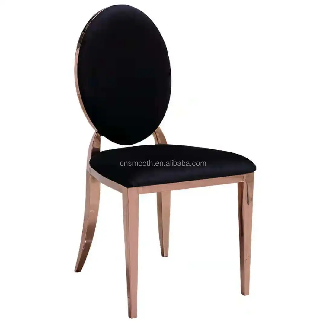 Outdoor Indoor Electroplate Chrome Gold Stainless Steel Oval Back Hotel Banquet Wedding Chair