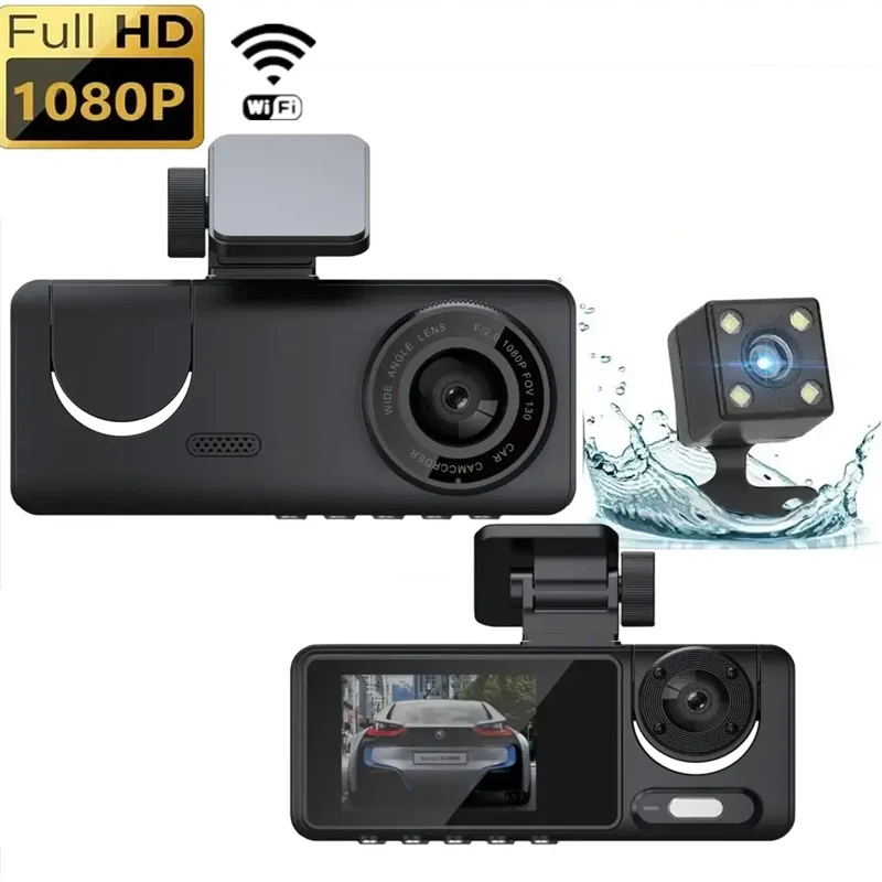 3 Channel WiFi Dash Cam for Cars Camera 1080P Video Recorder Rear View Camera for Vehicle Car DVR Car Accessory Free Mirror