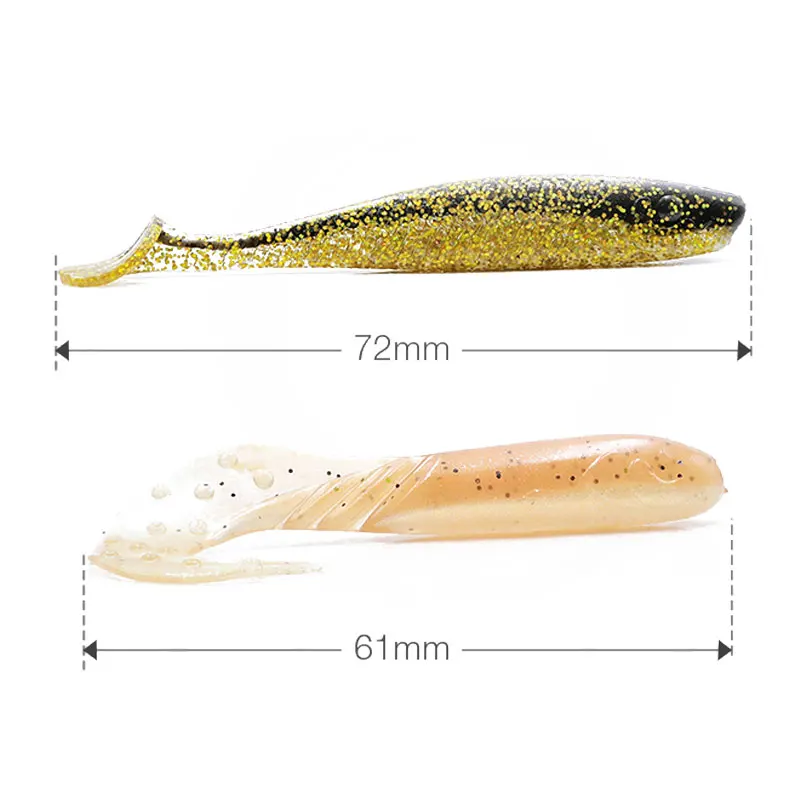 Cheap price artificial lure glitter elastic body silicone T tail stick soft baits worms fishing lures