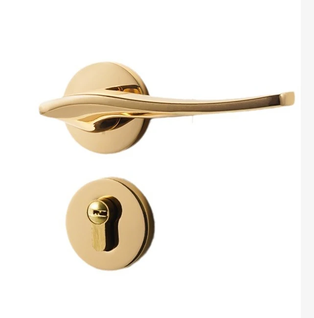 Набор золотых замков для дверных ручек, прочная Высококачественная Роскошная современная деревянная дверная ручка в европейском стиле с замком для ключей