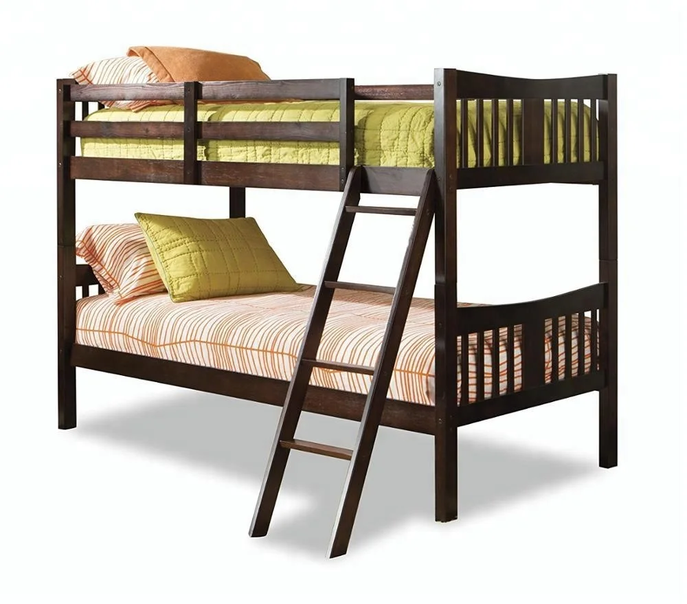 EN747 compact modern pine wood bedroom kid children adult double bunk bed twin bunk bed
