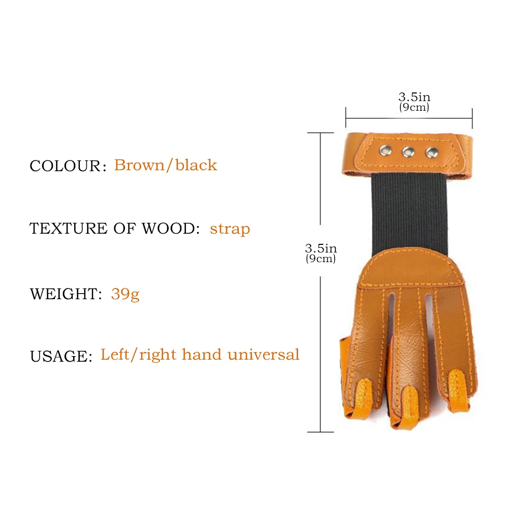 Archery Shooting Gear Archery Three Finger Finger Guard Genuine Cowhide Gloves For Compound Bow Outdoor Sports