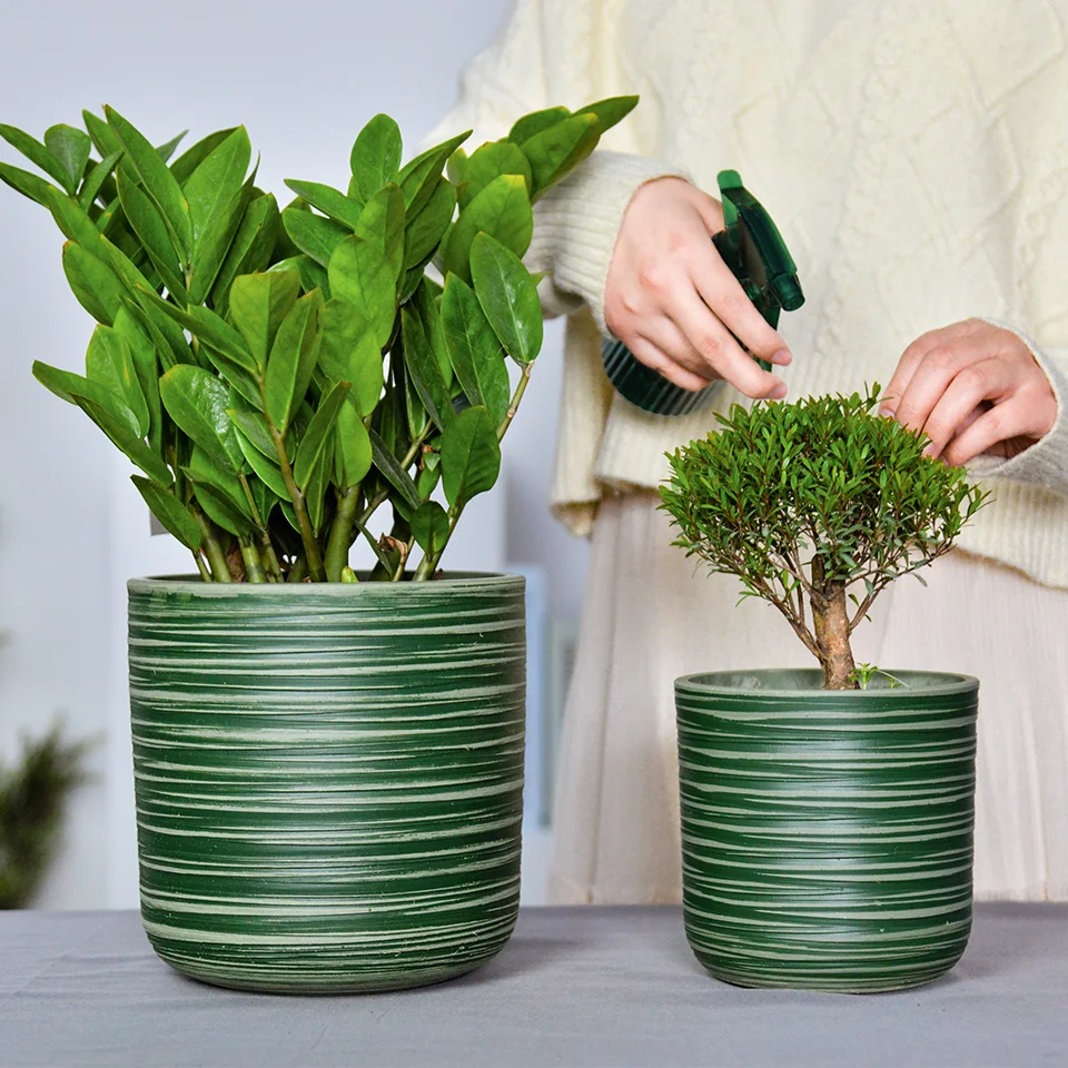 Greenship Wholesale Olive Green Nordic Round Flower Planter Pot Orchid Succulent Plastic Pot for Succulent Plants