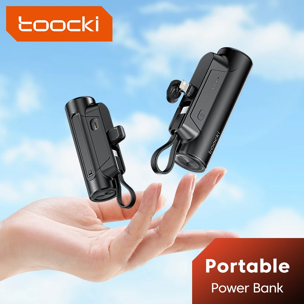 Toocki 5000 mah Multifunctional Black powerbank portable fast charger travel battery bank