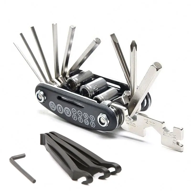 Multi-Function 16 In 1 Combination Bike Tools Set Hex Spoke Cycle Screwdriver Tool Bicycle Repairing Kit