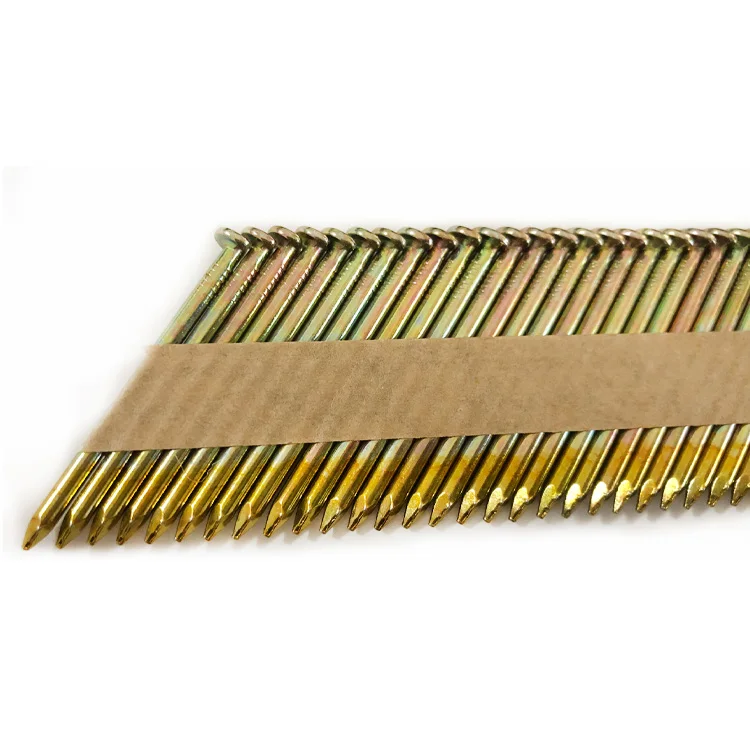 30-34 Degree EG HDG Bright Paper Strip Steel Nails Framing Gas Nailer Spiral Twist Types for Roofing and Framing