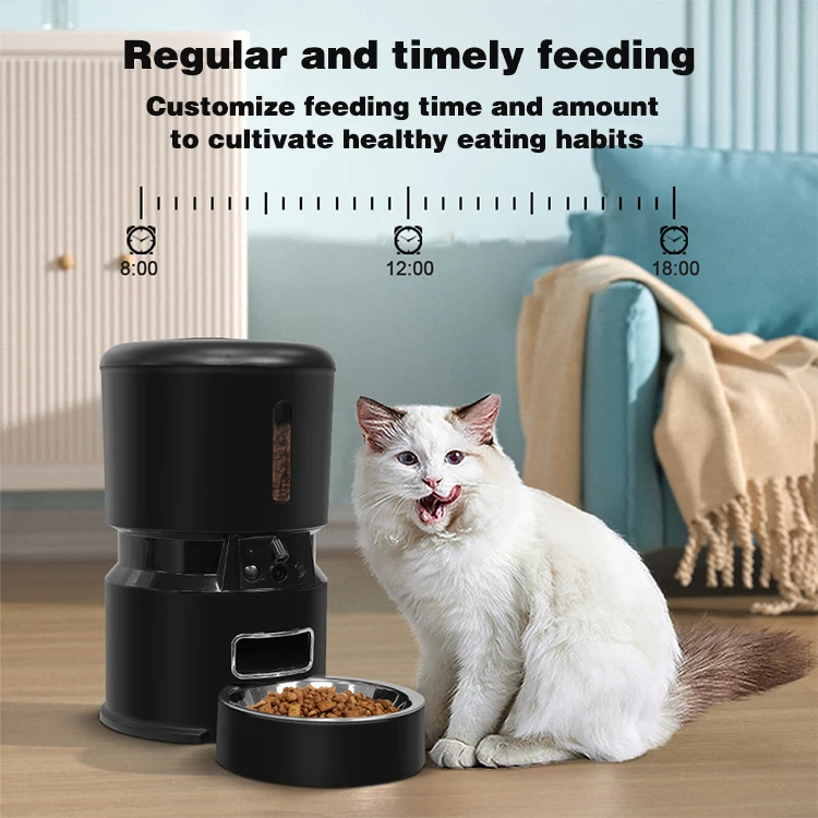 Luxury Popular Automatic Cat Feeder Self Dispensing Auto Reminder Timed Moisture Protection Food Dispenser With Voice Recording