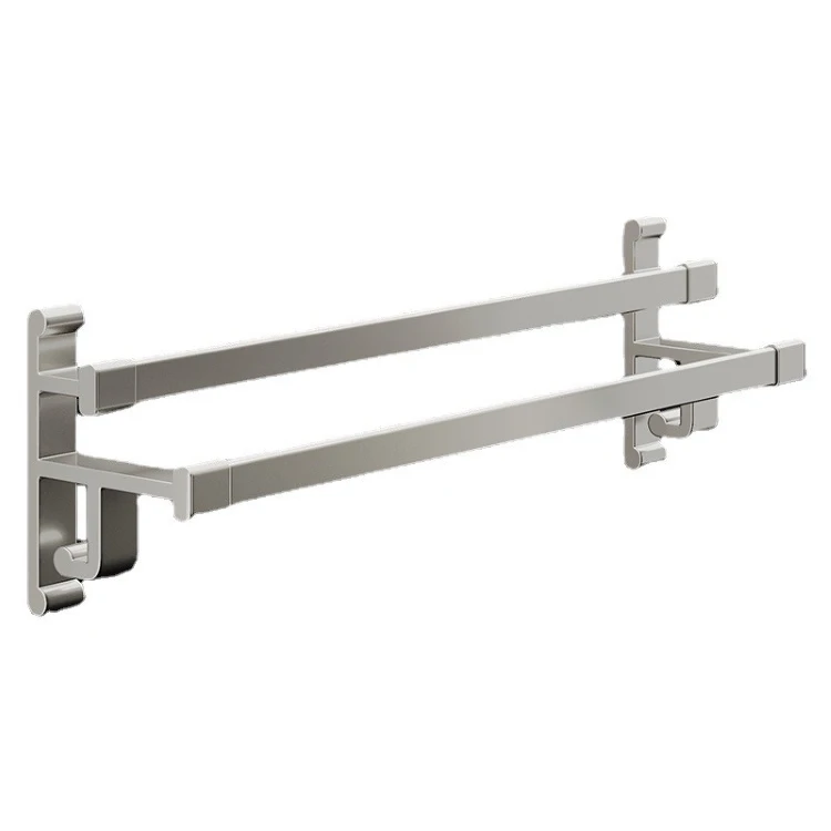 Ermo Grey Single Rail Bathroom Rack With Wall Mounted Hooks Aluminum Towel Bar
