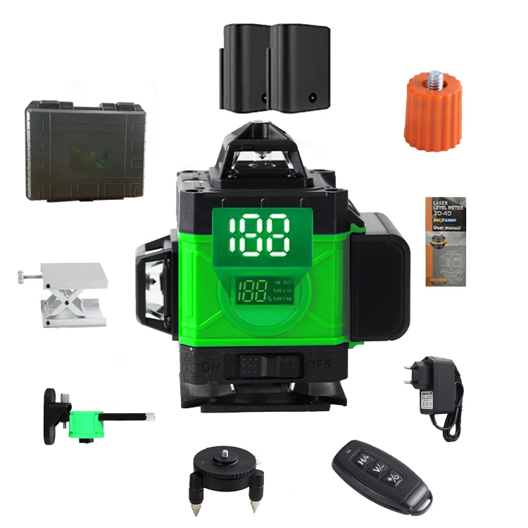 16 Lines 360 Laser Level Self-Leveling Wireless Remote 3D Horizontal And Vertical Poweiful Cross Green Beam With Tripod