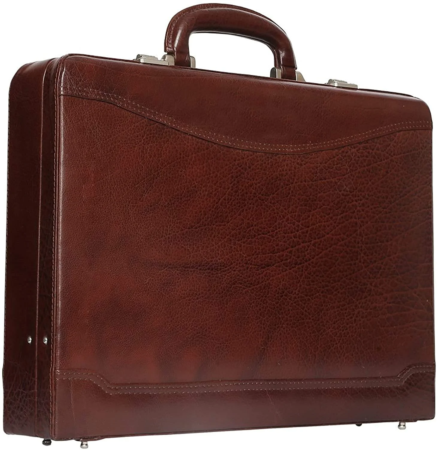 Brown Pu Leather Attache Case for Men Women Thin Briefcase with Combination Lock For Laptop File Pens