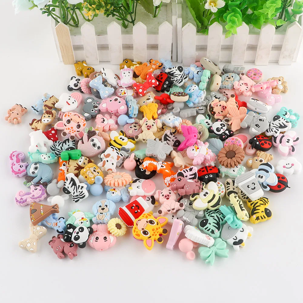 Xinghan Baby teething Printing Round Silicone beads Cartoon shape Food Grade DIY Pens Accessories Custom Silicone Loose Beads