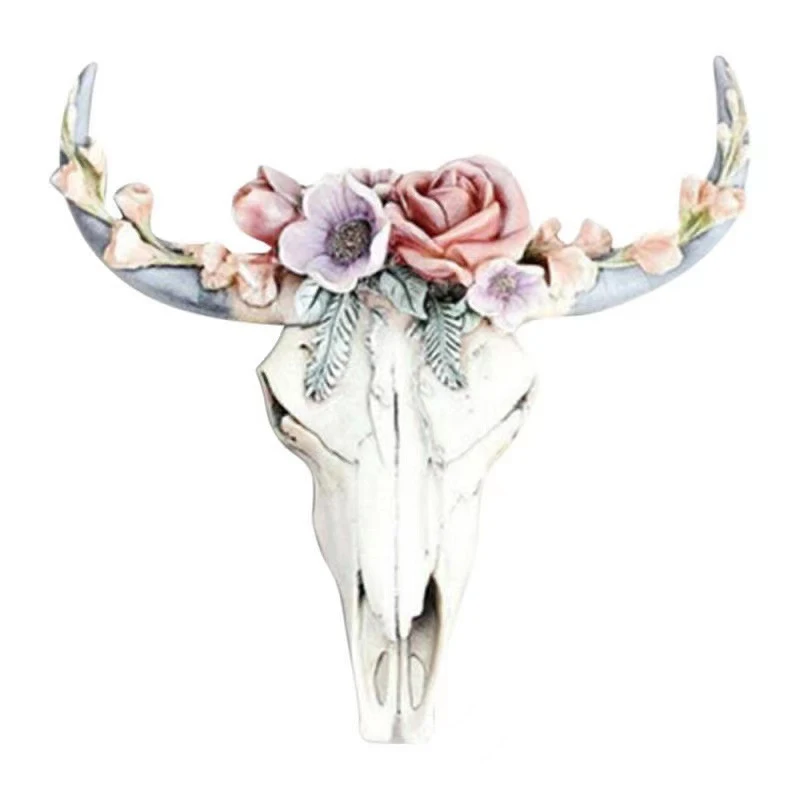 New Cow Head Ornament Garden cute gentleman rabbit  Resin Crafts Cow Head Pendant White Wall Hanging Fashion resin handicraft