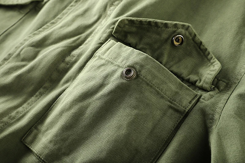 Wholesale designer army green vintage shirt Mens Casual Long Sleeves heavy cotton washed Cargo Shirts