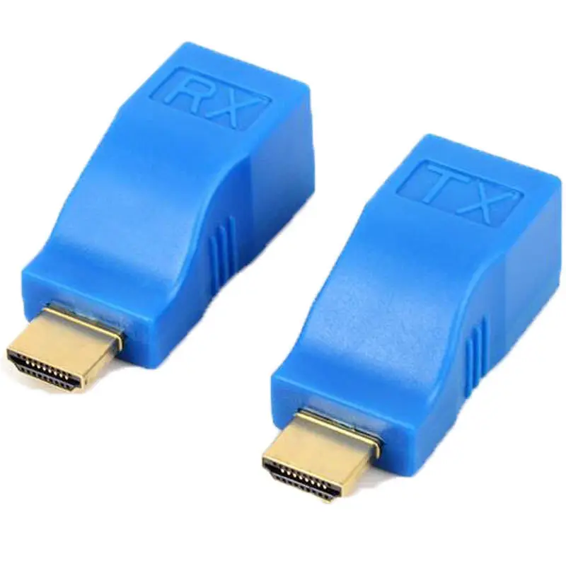 24k Gold Plated Hdmi To Rj45 Converter 30m Hdmi Male To Rj45 Female Amplification Transmitter Hdmi Extender By Cat-5e/6 Cable