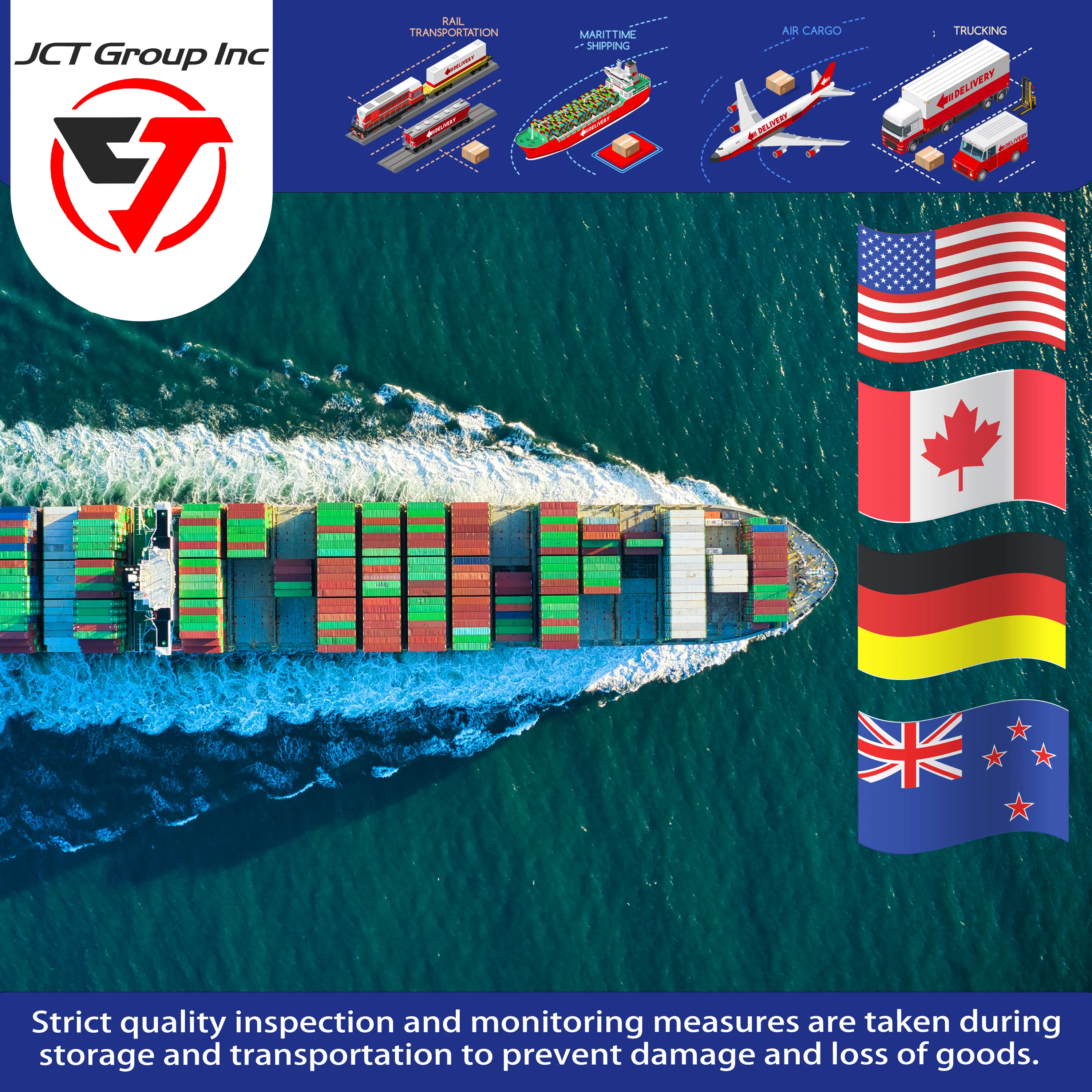 Global sea freight door-to-door freight forwarding logistics services from China to the United States, Canada, and Europe