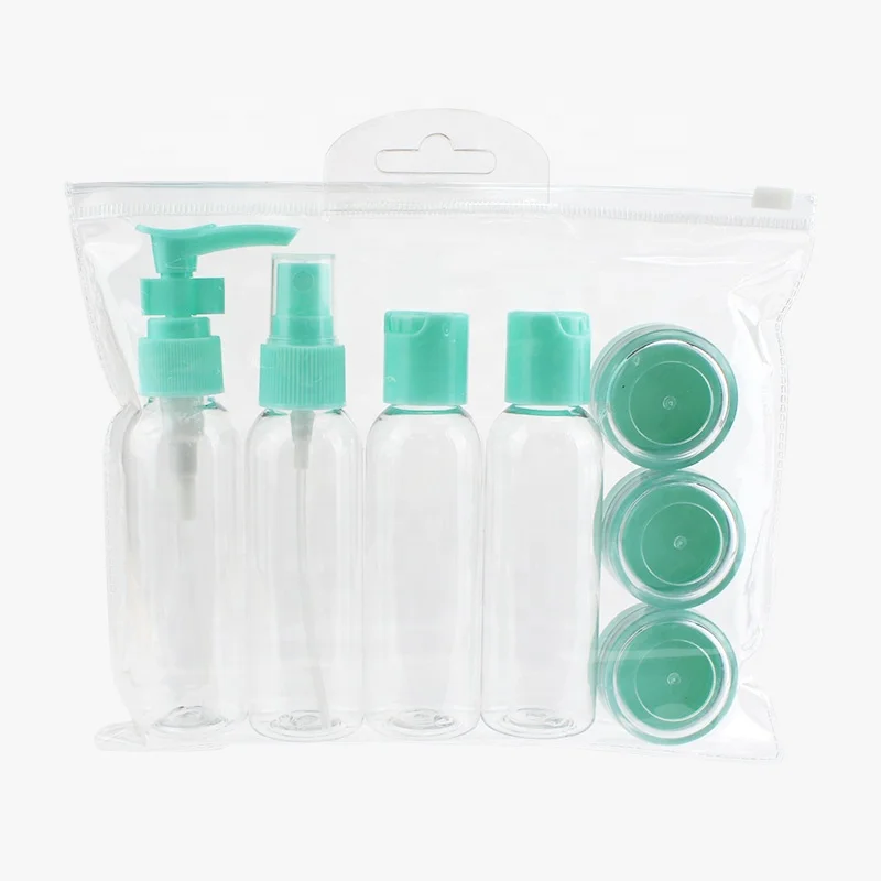 small clear plastic  Leak Proof  travel bottle and jar set plastic travel bottle kit