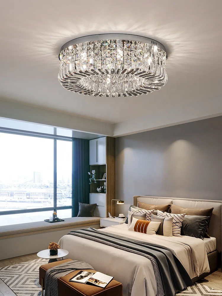  Crystal ceiling lamp light luxury small living room round simple modern led Nordic bedroom