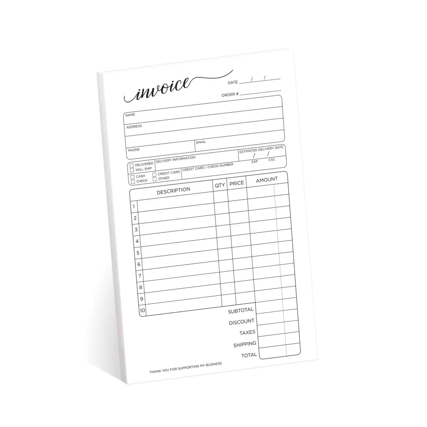 Factory Price Receipt Book Custom with Carbon Copies for Invoice Commercial Order Form Receipts Invoice Book Free Design