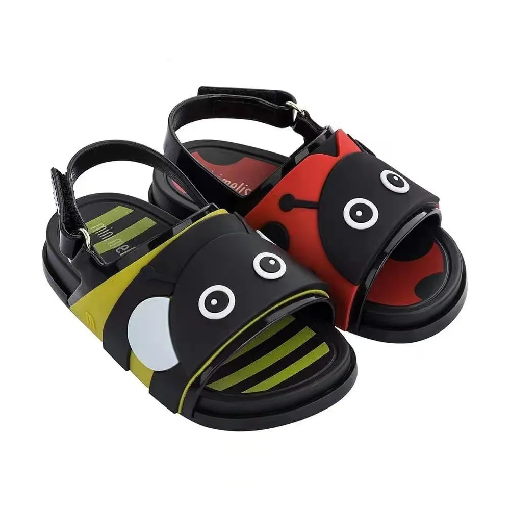 mini melissa shoes kids Spring 2023 children s sandals fashion cartoon Clash-color sandals soft soled beach shoes