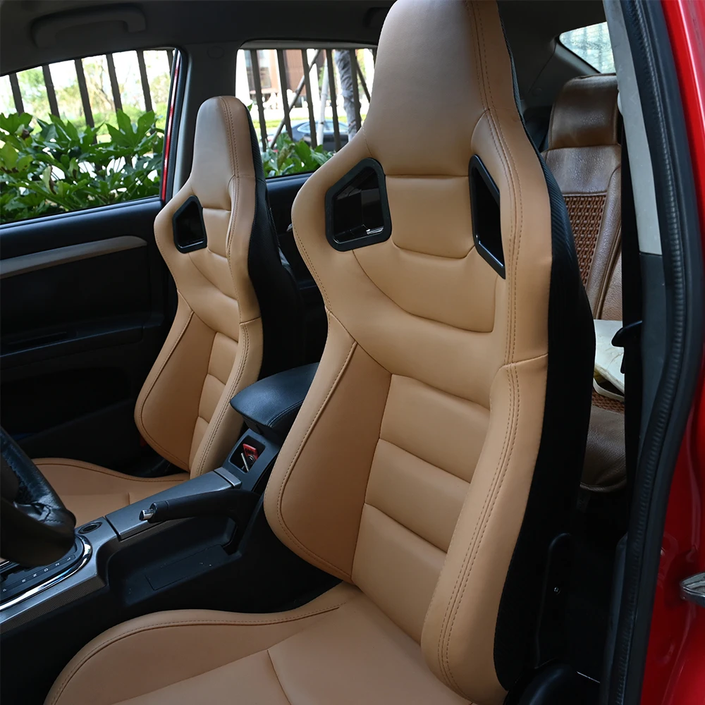 
Car Sport Bucket Seat Racing Seat Universal fit for Most Car Sport Seats PVC Leather 1 Pair 