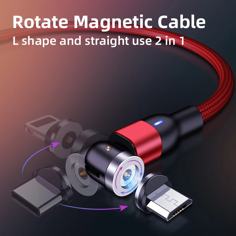 
360 Rotate magnetic phone charger cable and Straight Use magnetic usb charging cable 