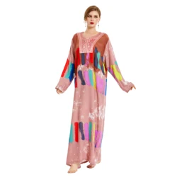Latest cute colorful casual gown fashion maxi dress Middle East arab robe for women
